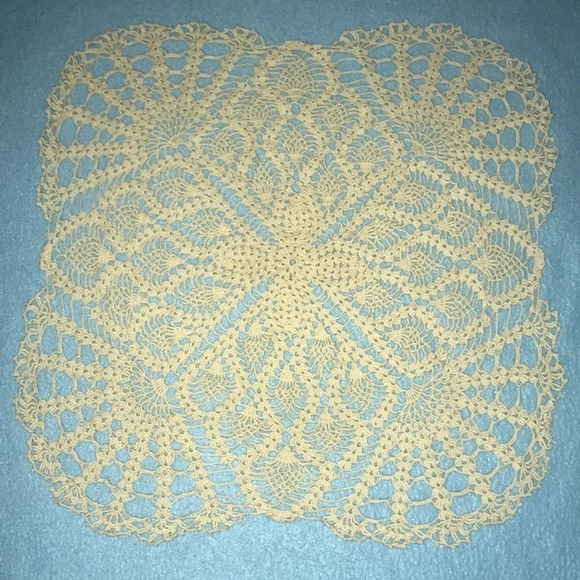 CROCHETED square doily beautifully handmade size 15” X 15” - Picture 2 of 4